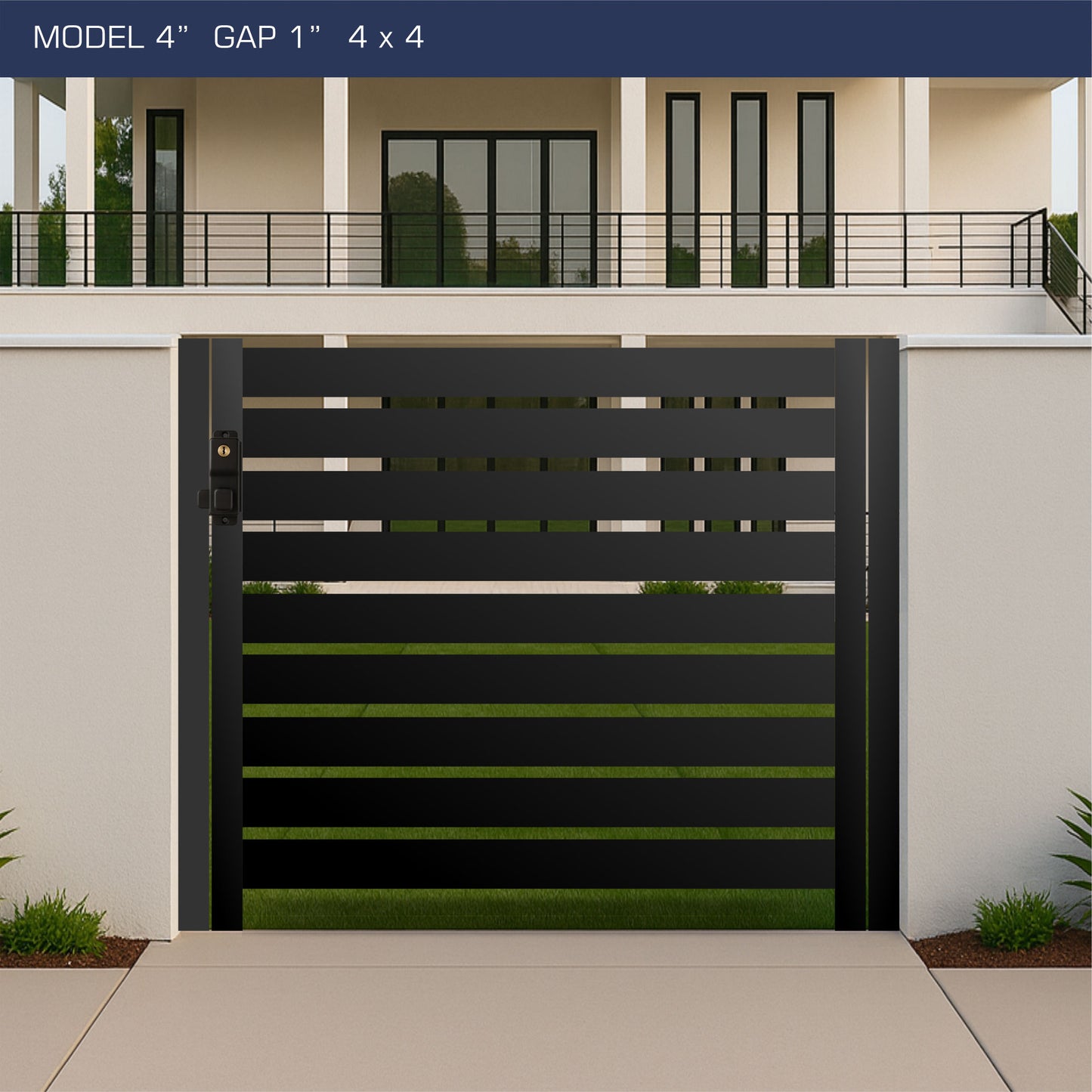 Gate - Aluminum Horizontal Fences - 4" Slat Design