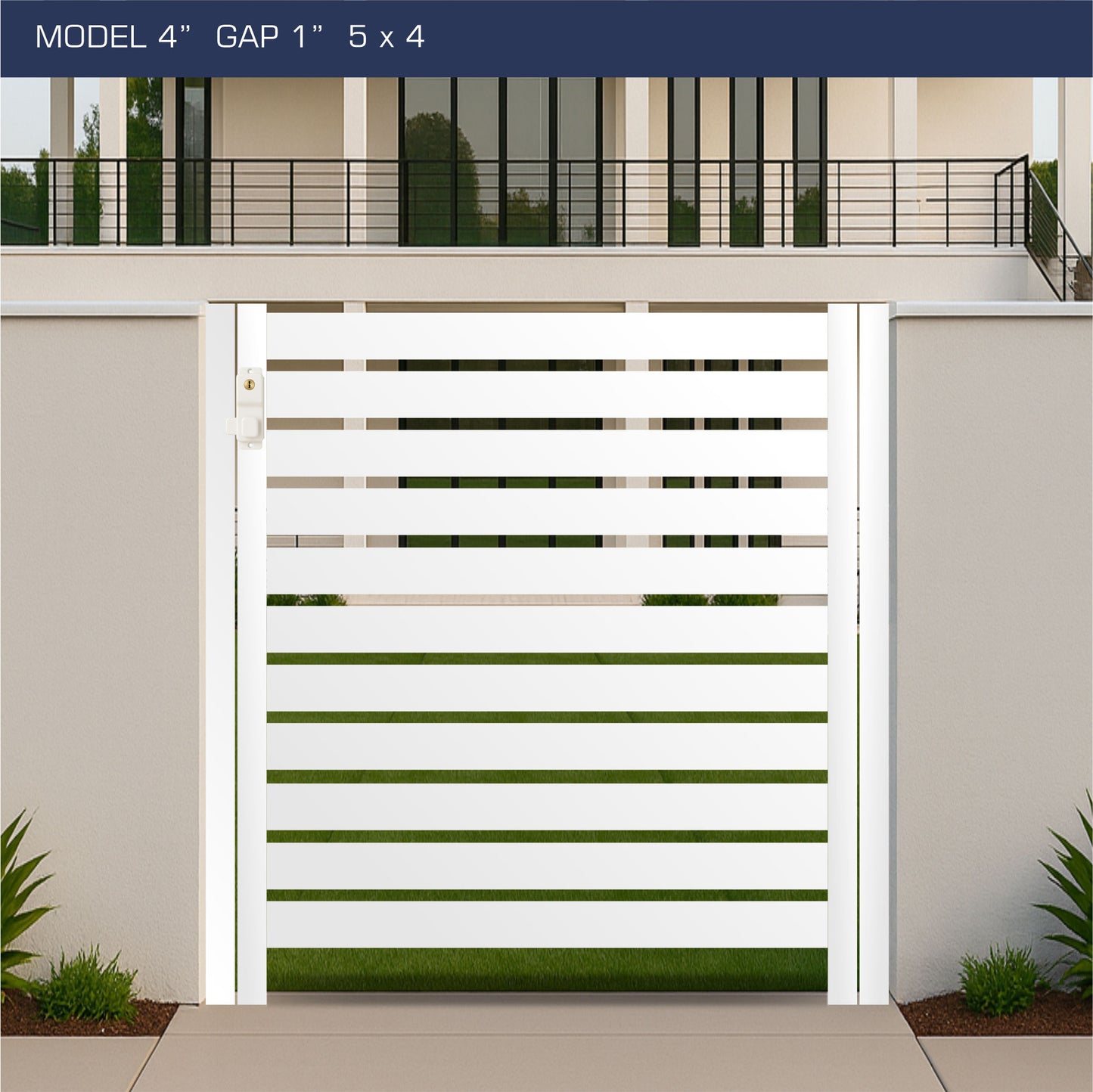 Gate - Aluminum Horizontal Fences - 4" Slat Design