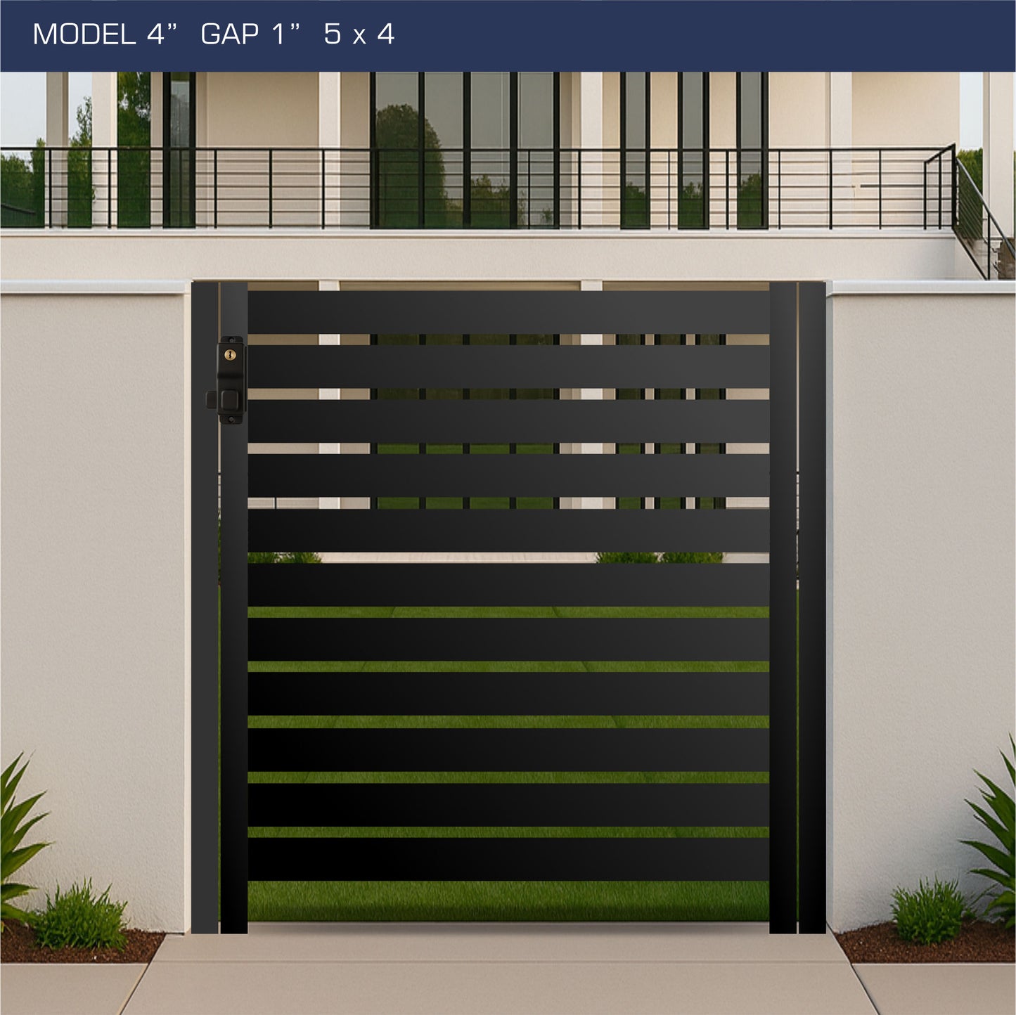 Gate - Aluminum Horizontal Fences - 4" Slat Design