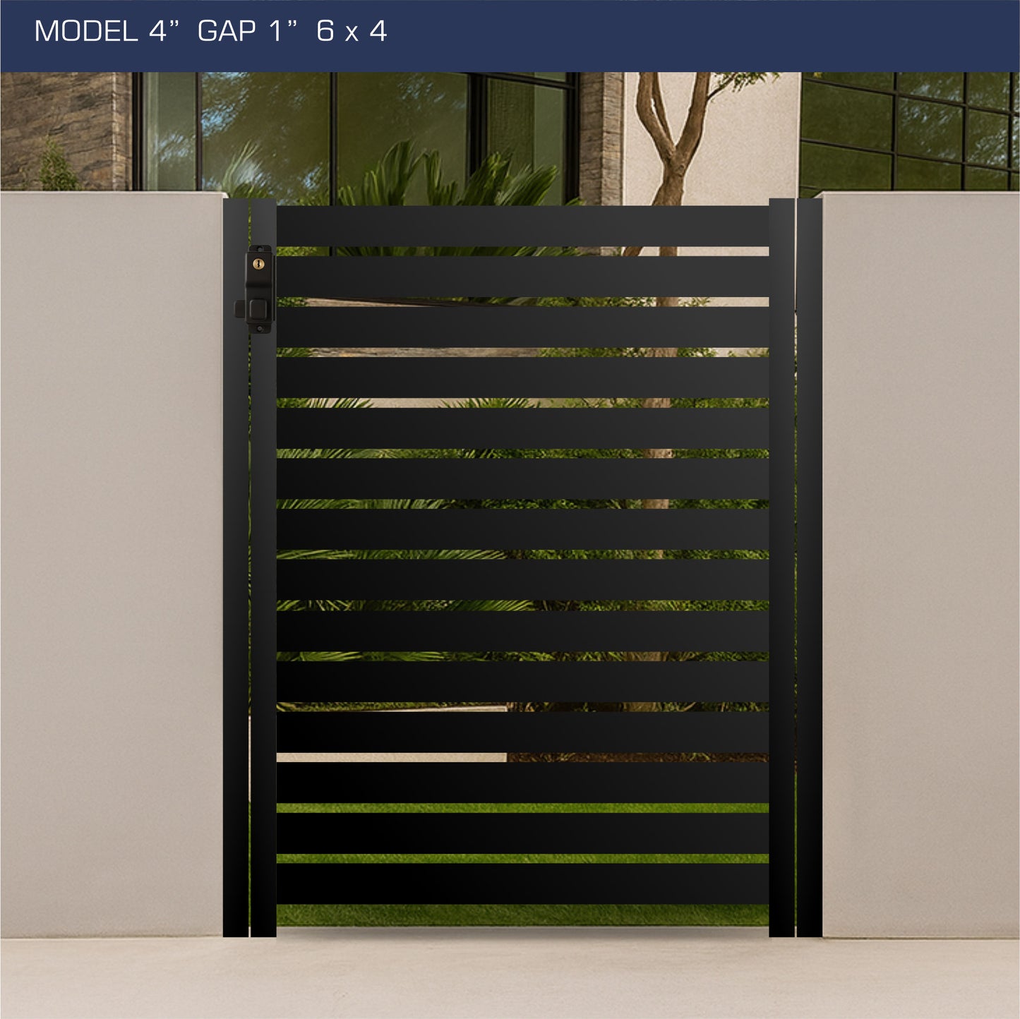 Gate - Aluminum Horizontal Fences - 4" Slat Design