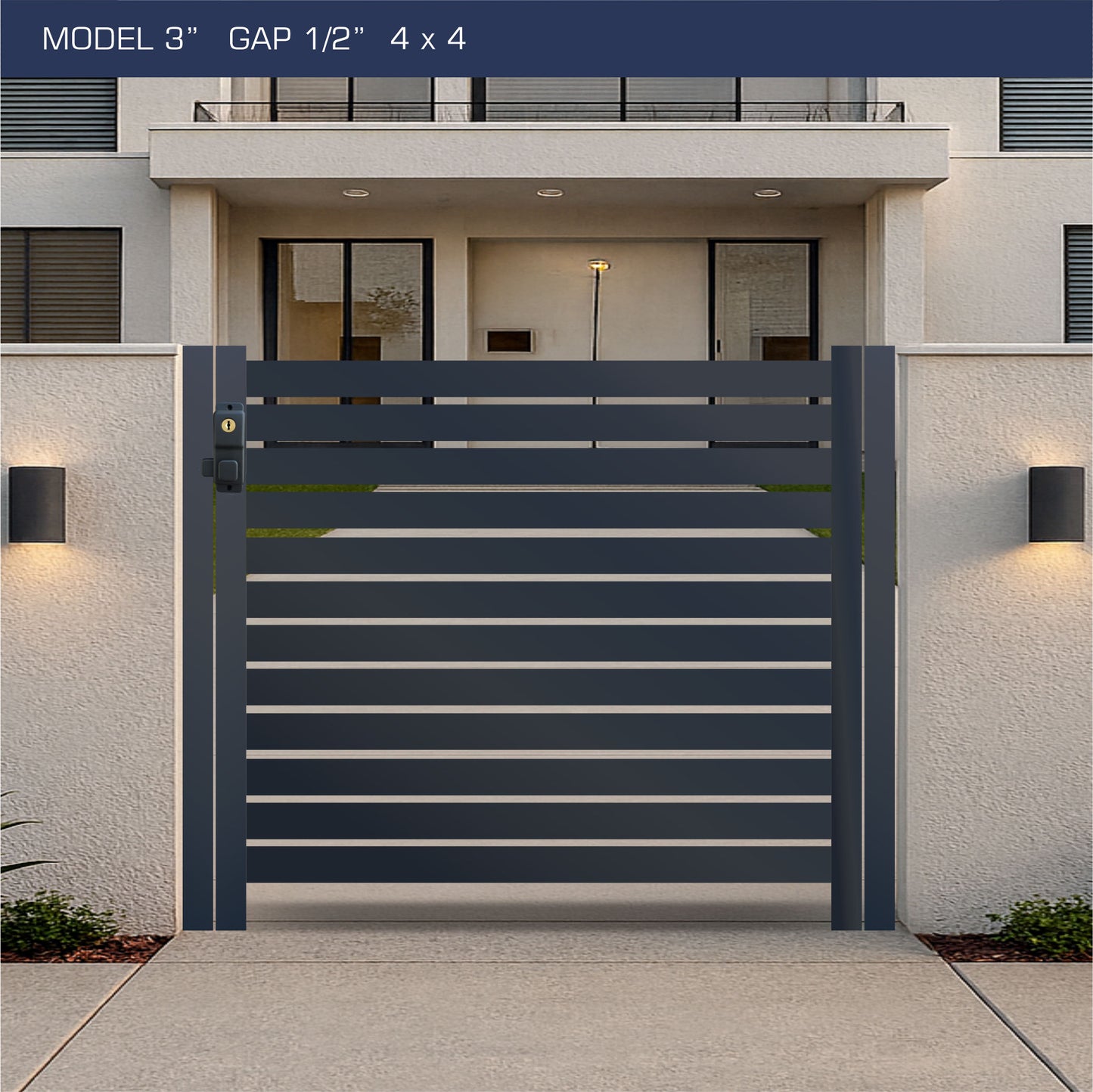 Gate - Aluminum Horizontal Fences - 3" Slat Design