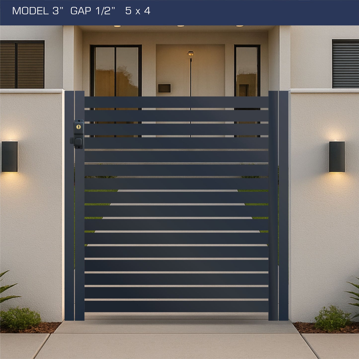 Gate - Aluminum Horizontal Fences - 3" Slat Design