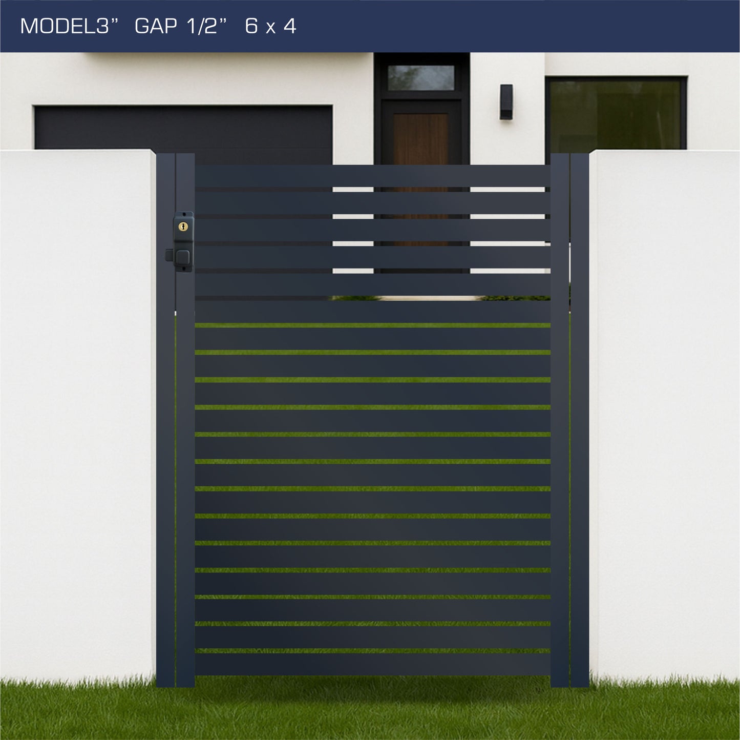 Gate - Aluminum Horizontal Fences - 3" Slat Design