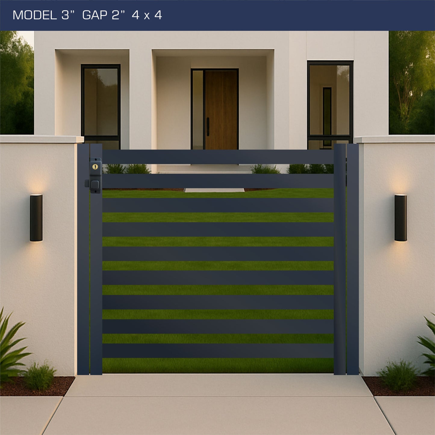 Gate - Aluminum Horizontal Fences - 3" Slat Design