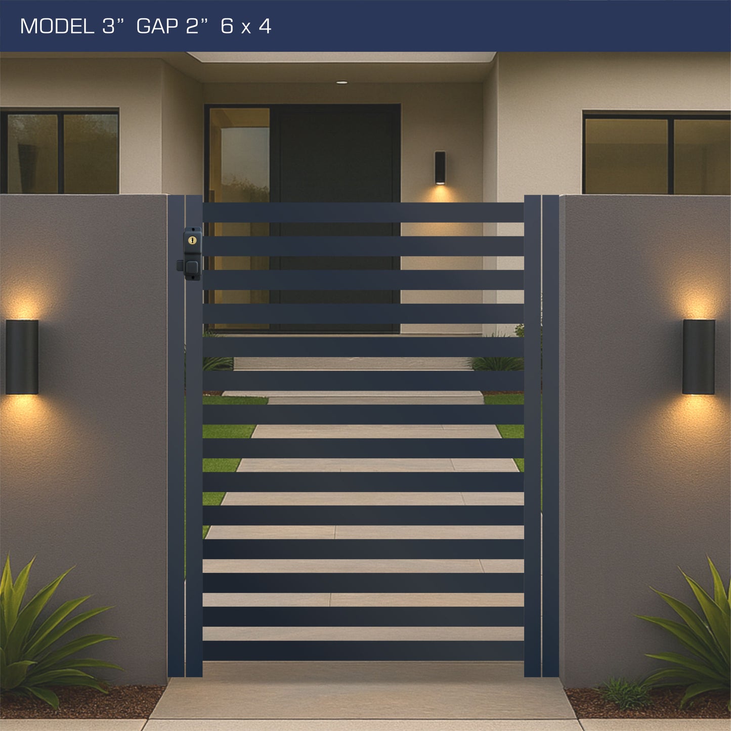 Gate - Aluminum Horizontal Fences - 3" Slat Design