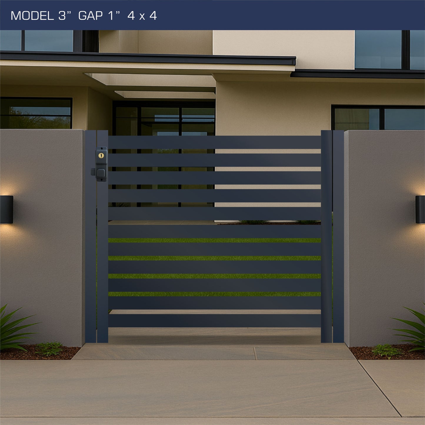 Gate - Aluminum Horizontal Fences - 3" Slat Design