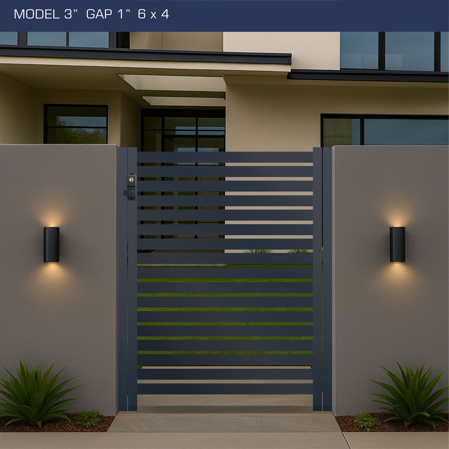 Gate - Aluminum Horizontal Fences - 3" Slat Design