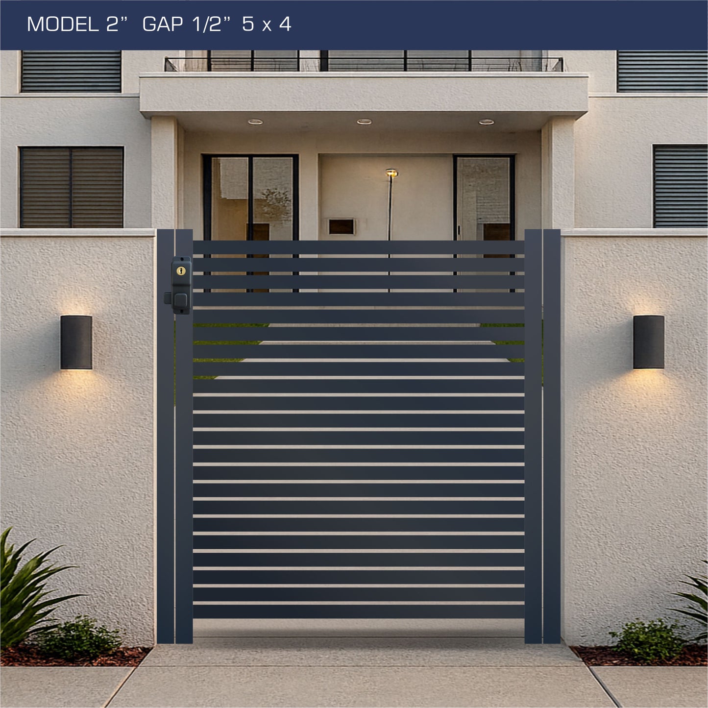 Gate - Aluminum Horizontal Fences - 2" Slat Design