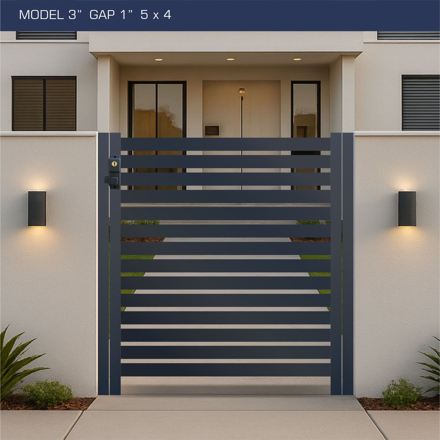 Gate - Aluminum Horizontal Fences - 3" Slat Design