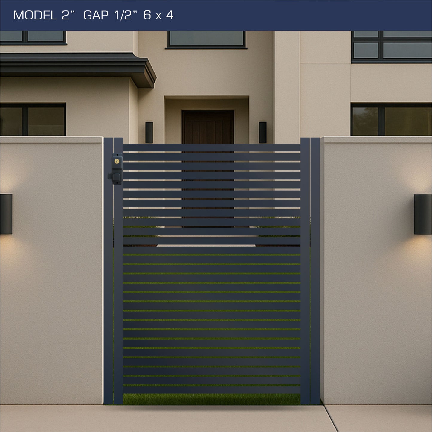 Gate - Aluminum Horizontal Fences - 2" Slat Design