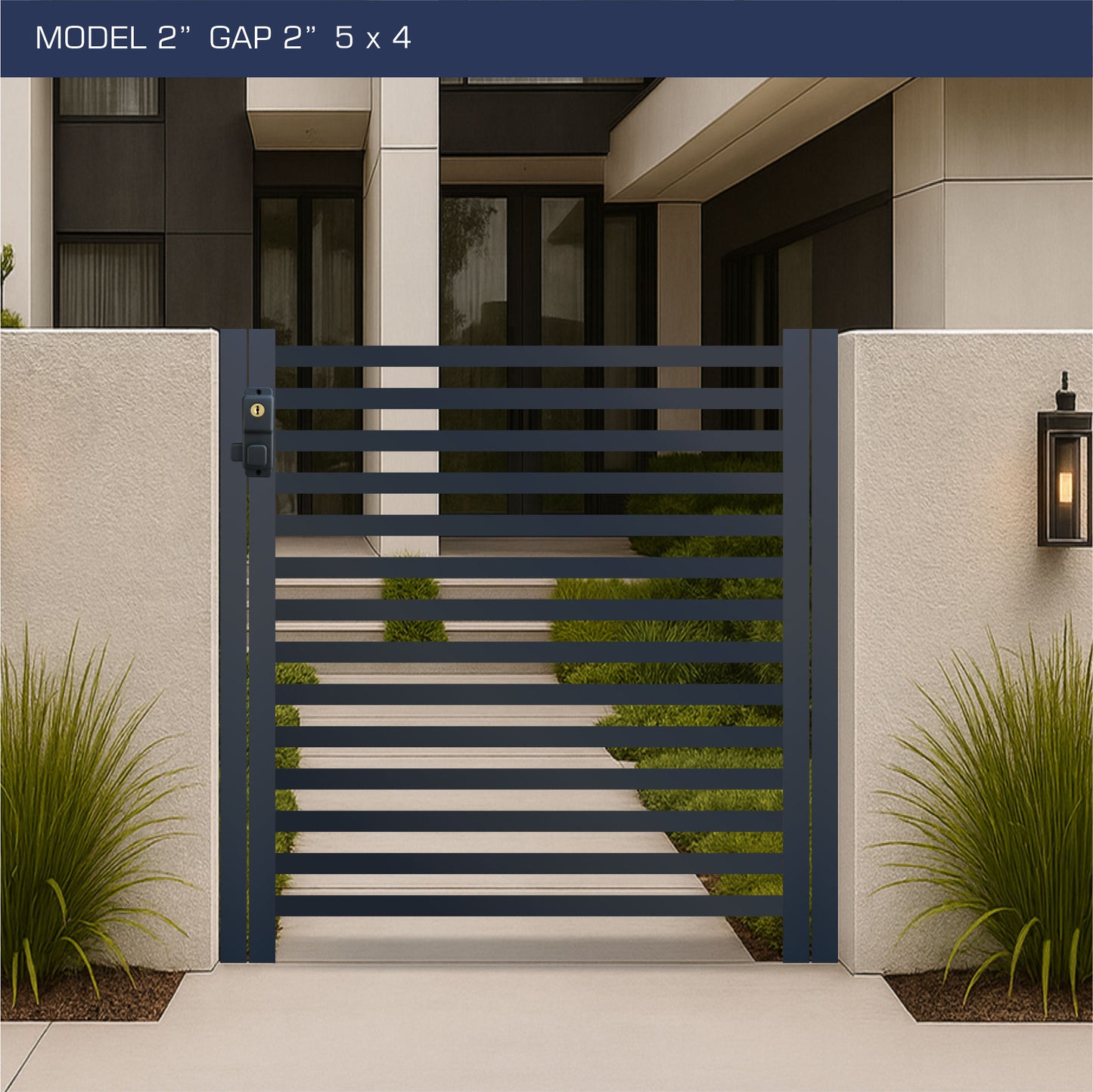 Gate - Aluminum Horizontal Fences - 2" Slat Design