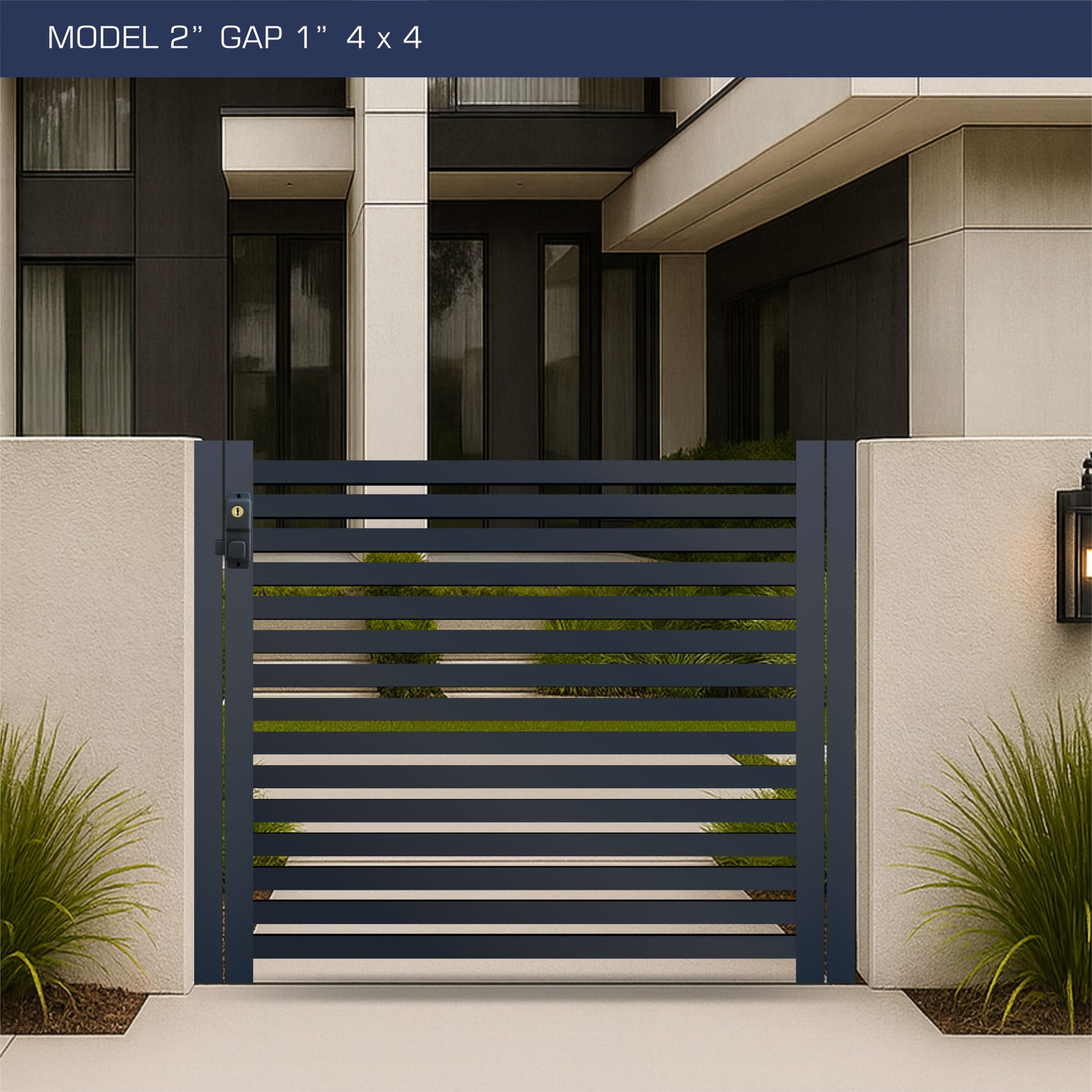 Gate - Aluminum Horizontal Fences - 2" Slat Design