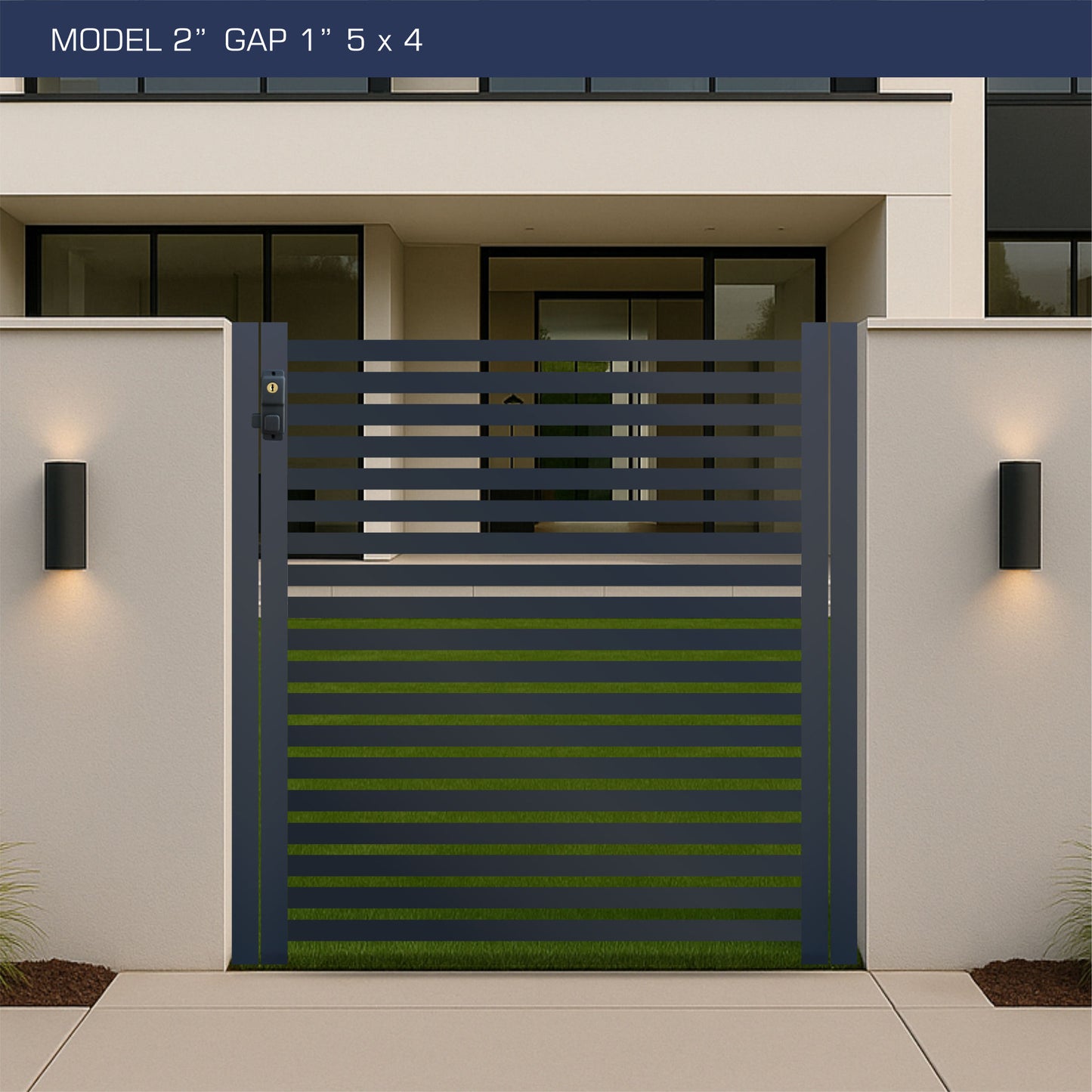 Gate - Aluminum Horizontal Fences - 2" Slat Design
