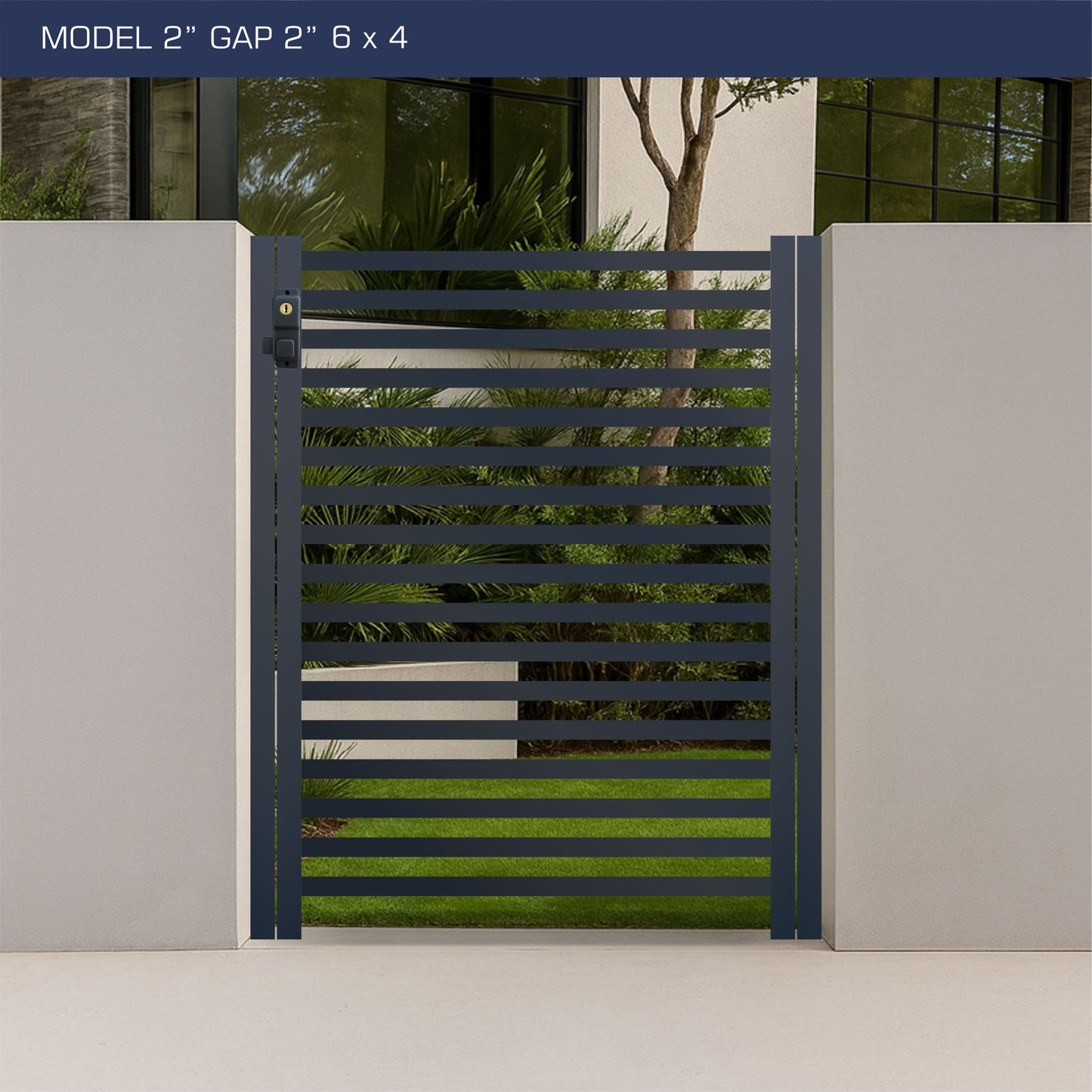 Gate - Aluminum Horizontal Fences - 2" Slat Design