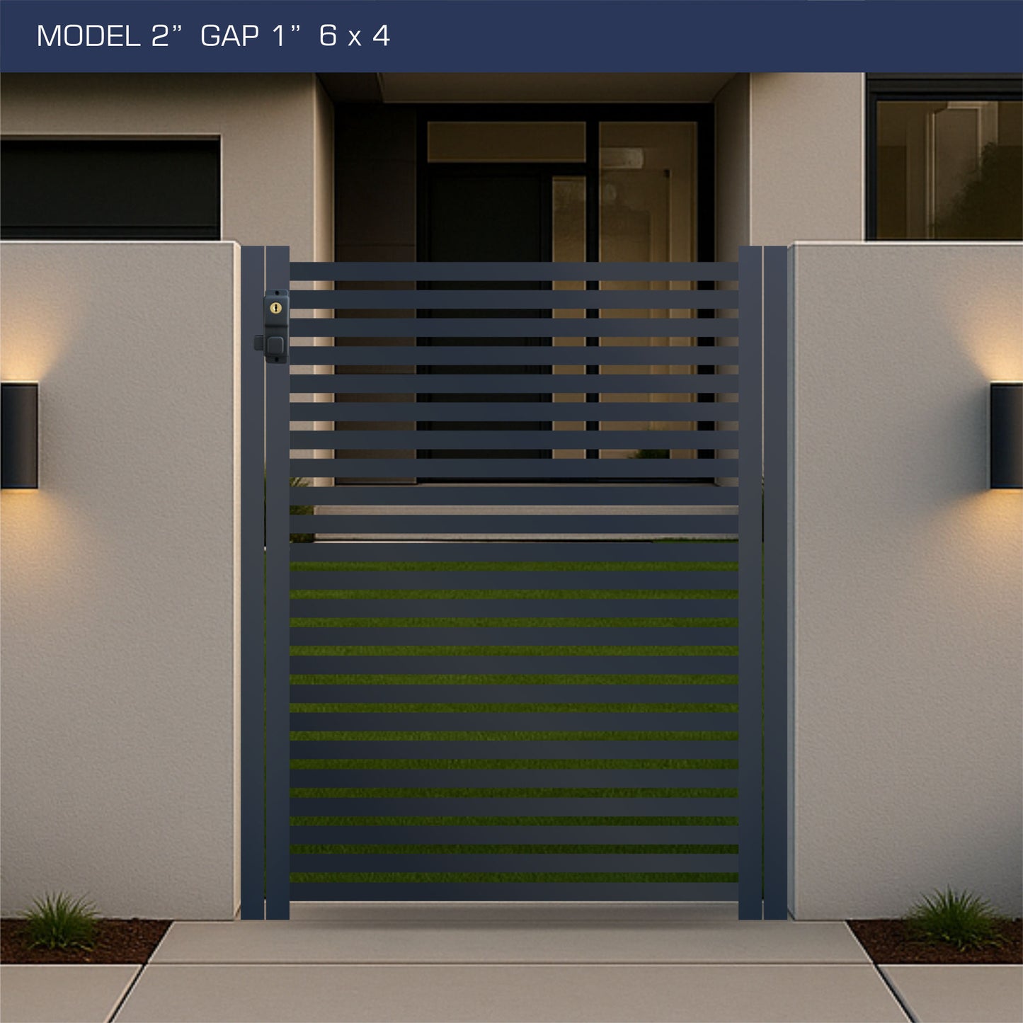 Gate - Aluminum Horizontal Fences - 2" Slat Design