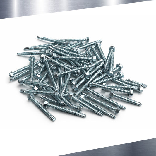 Heavy-duty #12 x 2" Hex Screw – Pack of 100 Units