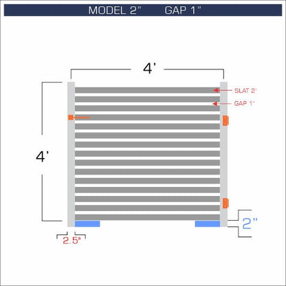 Gate - Aluminum Horizontal Fences - 2" Slat Design