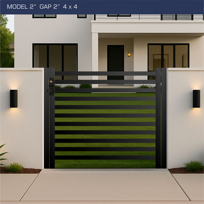 Gate - Aluminum Horizontal Fences - 2" Slat Design