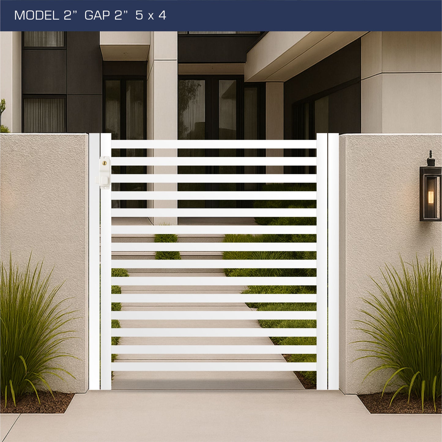 Gate - Aluminum Horizontal Fences - 2" Slat Design