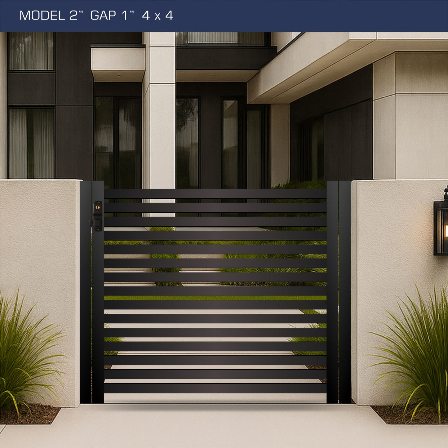 Gate - Aluminum Horizontal Fences - 2" Slat Design