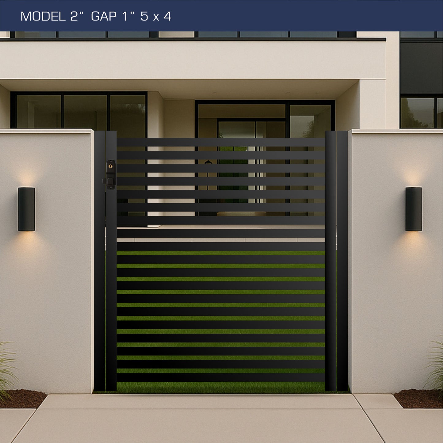 Gate - Aluminum Horizontal Fences - 2" Slat Design