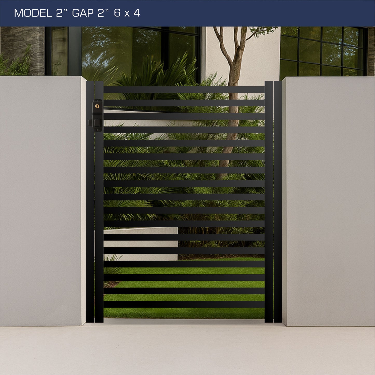 Gate - Aluminum Horizontal Fences - 2" Slat Design