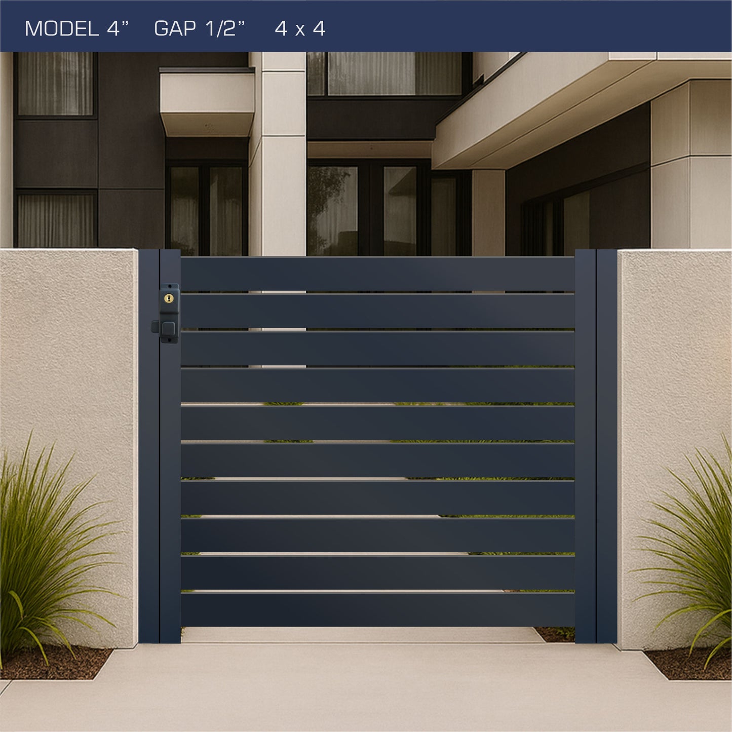 Gate - Aluminum Horizontal Fences - 4" Slat Design