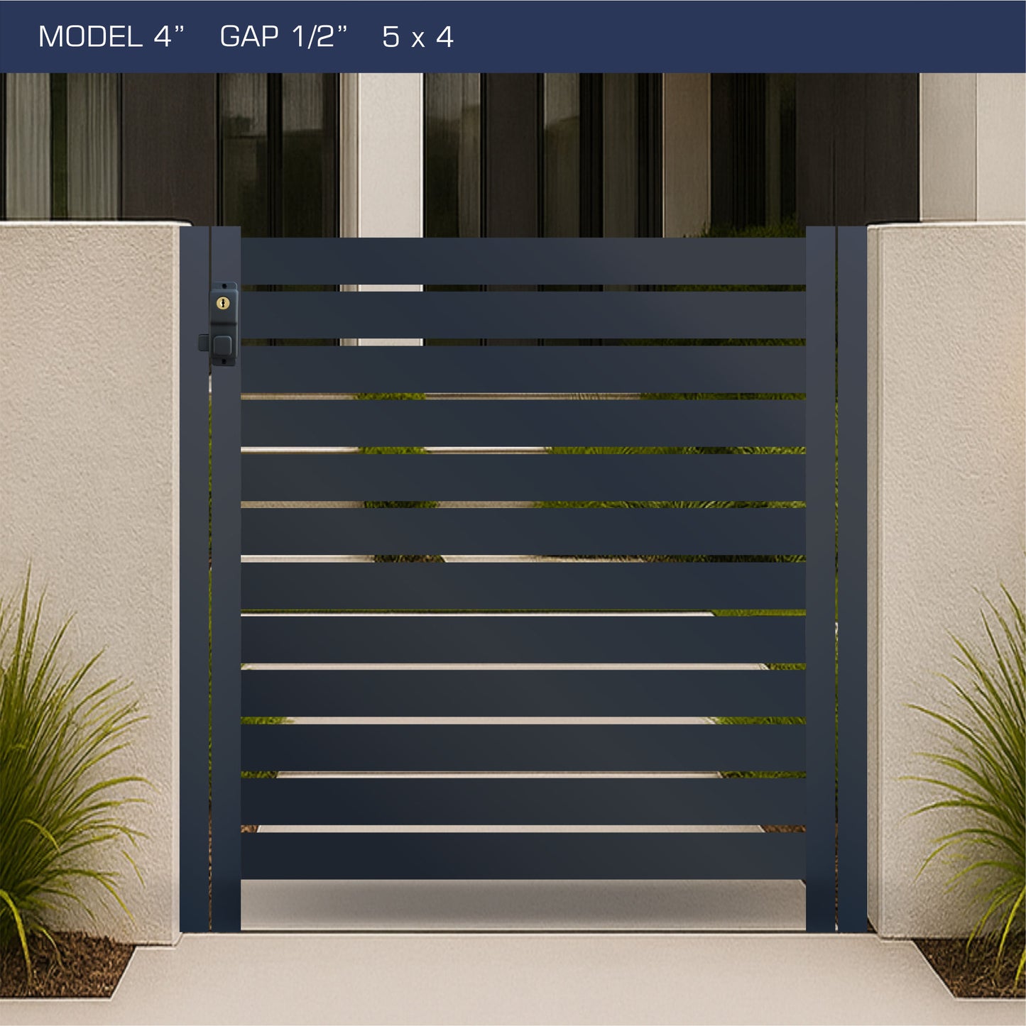 Gate - Aluminum Horizontal Fences - 4" Slat Design