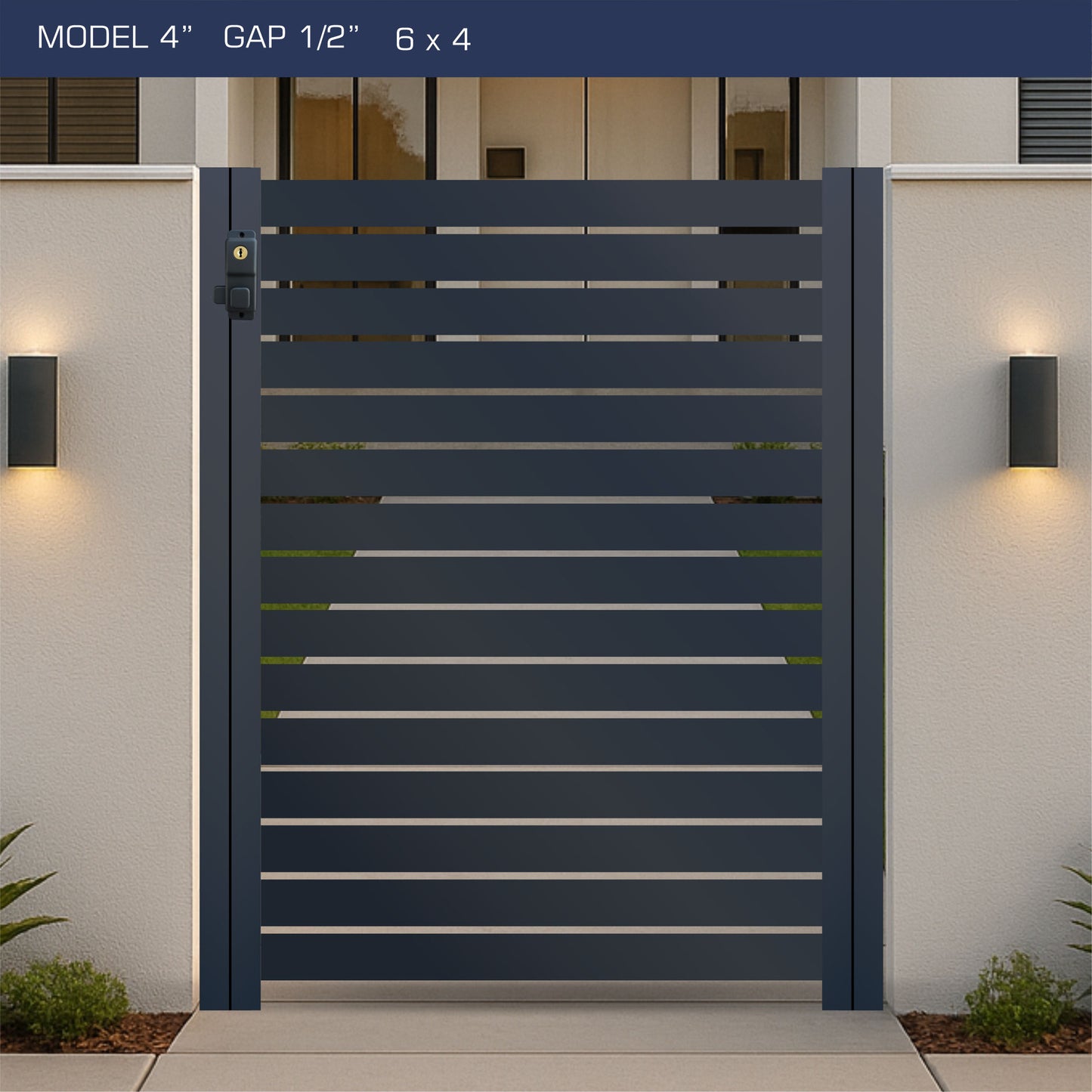 Gate - Aluminum Horizontal Fences - 4" Slat Design
