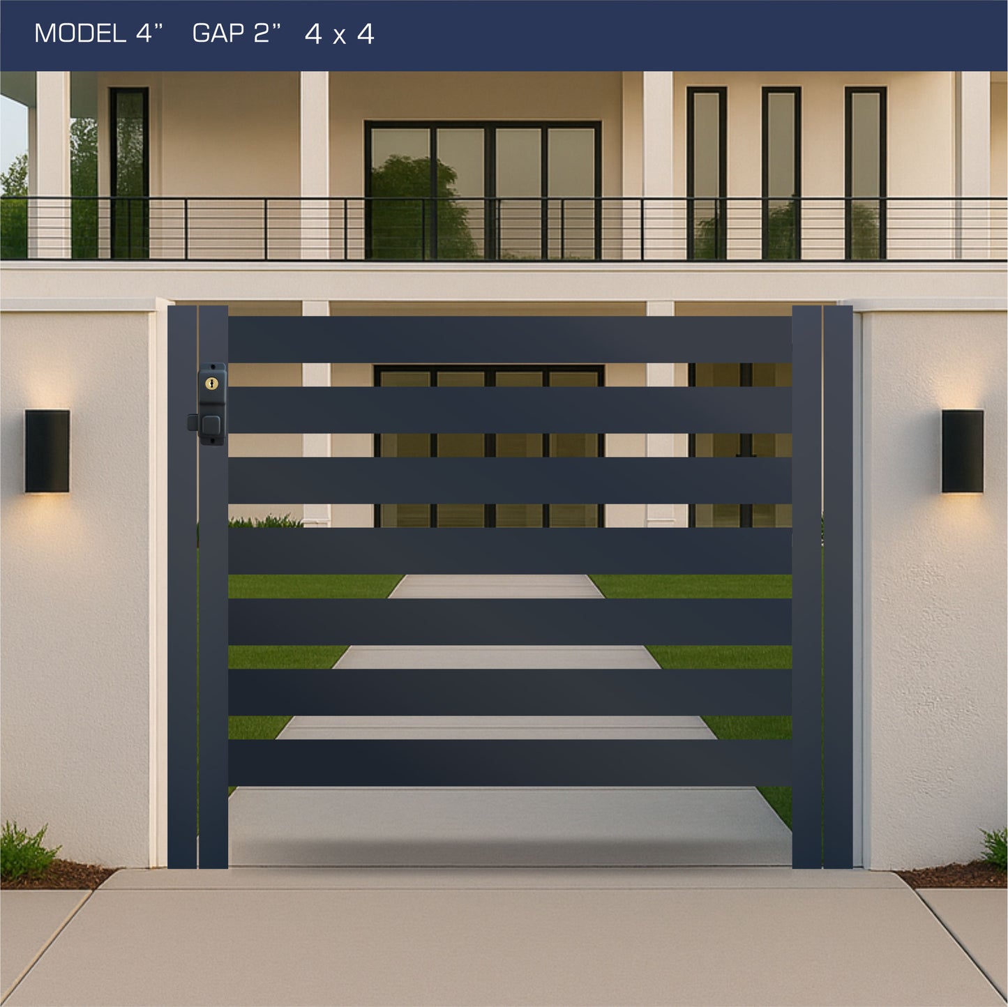 Gate - Aluminum Horizontal Fences - 4" Slat Design