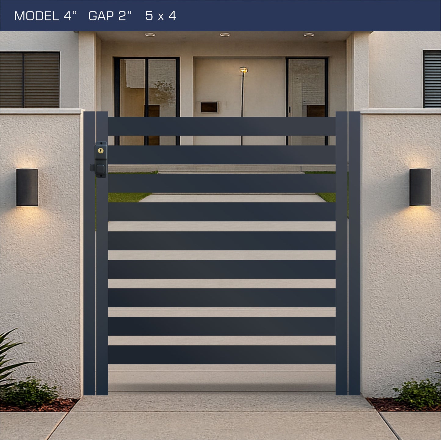 Gate - Aluminum Horizontal Fences - 4" Slat Design