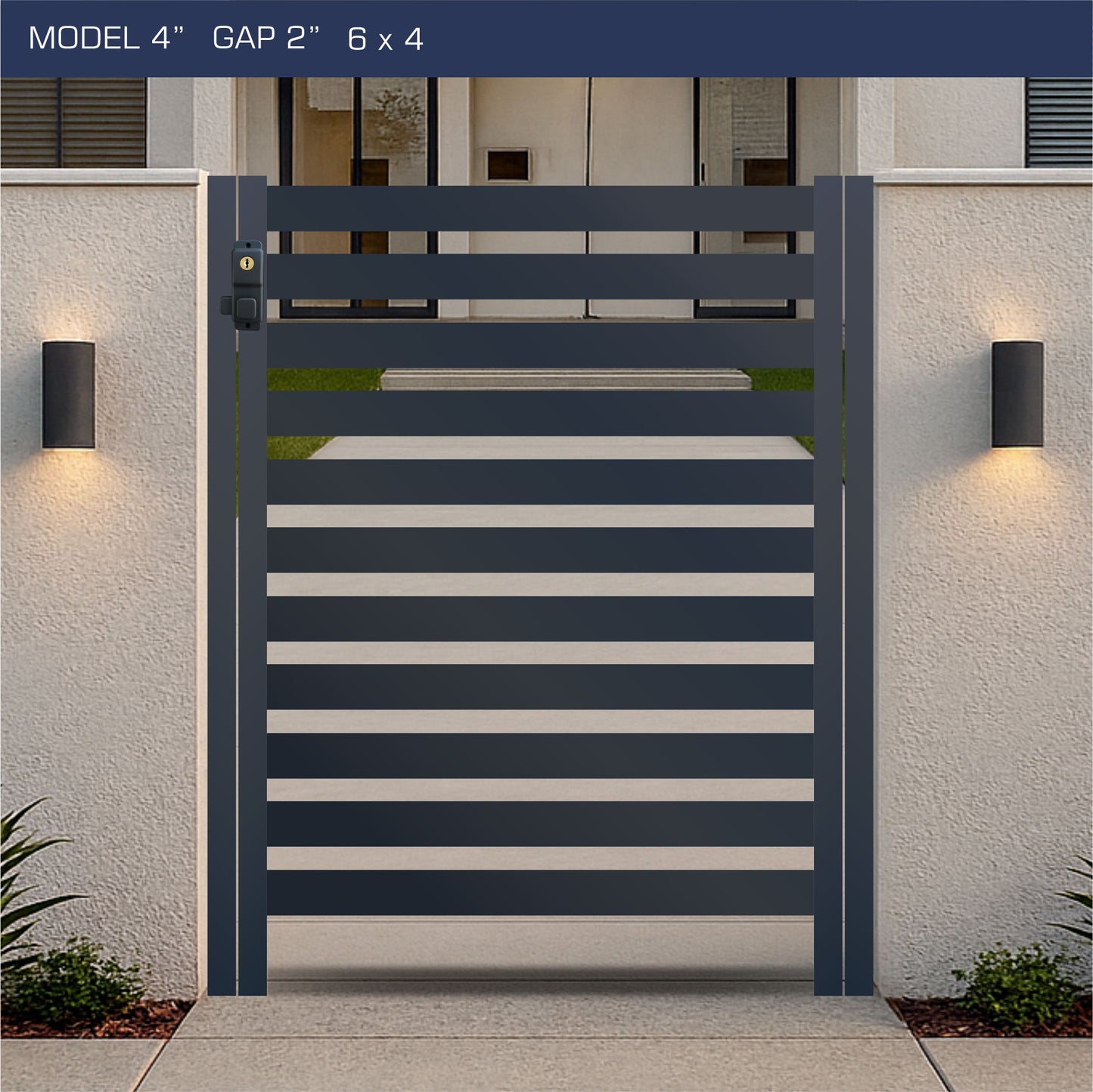Gate - Aluminum Horizontal Fences - 4" Slat Design