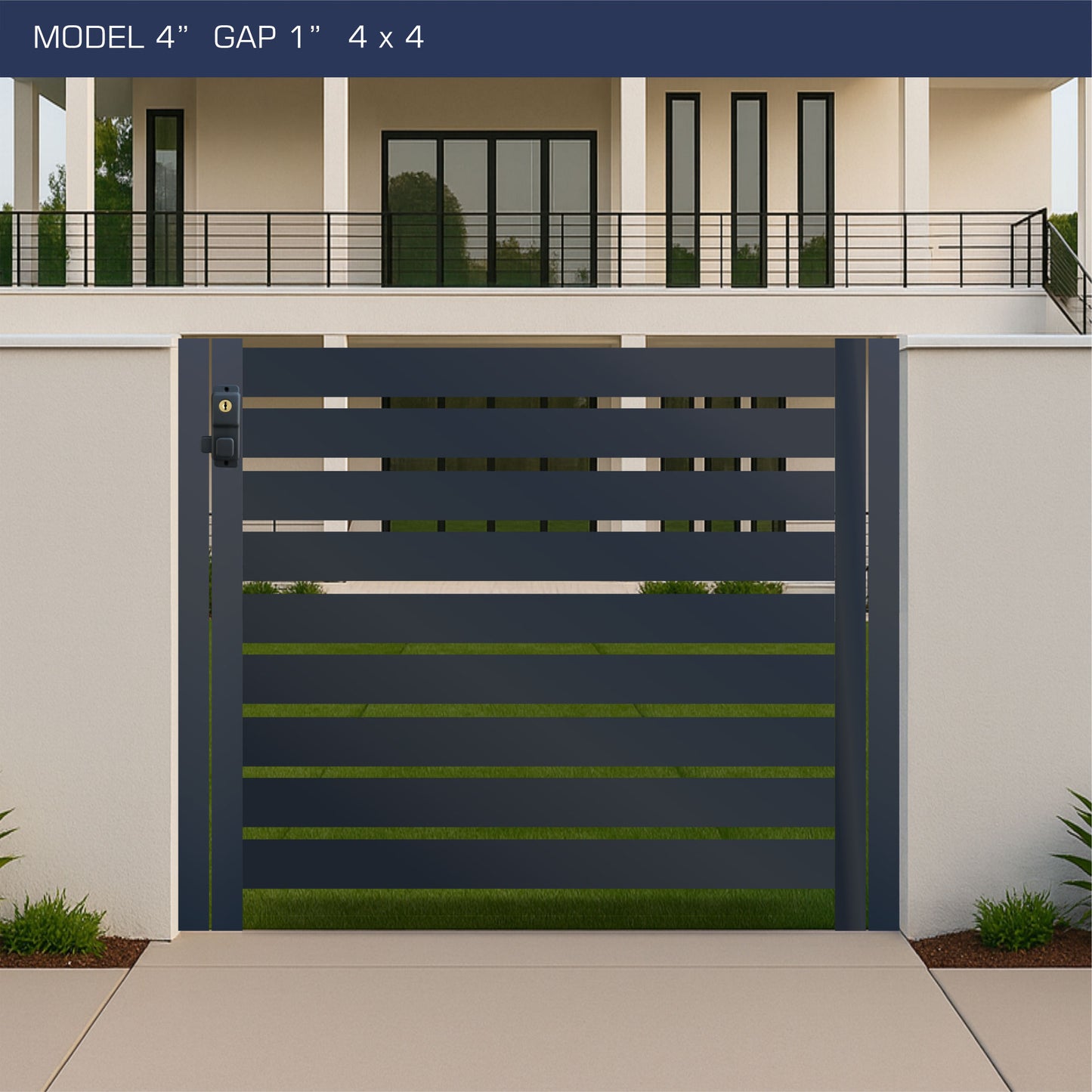 Gate - Aluminum Horizontal Fences - 4" Slat Design