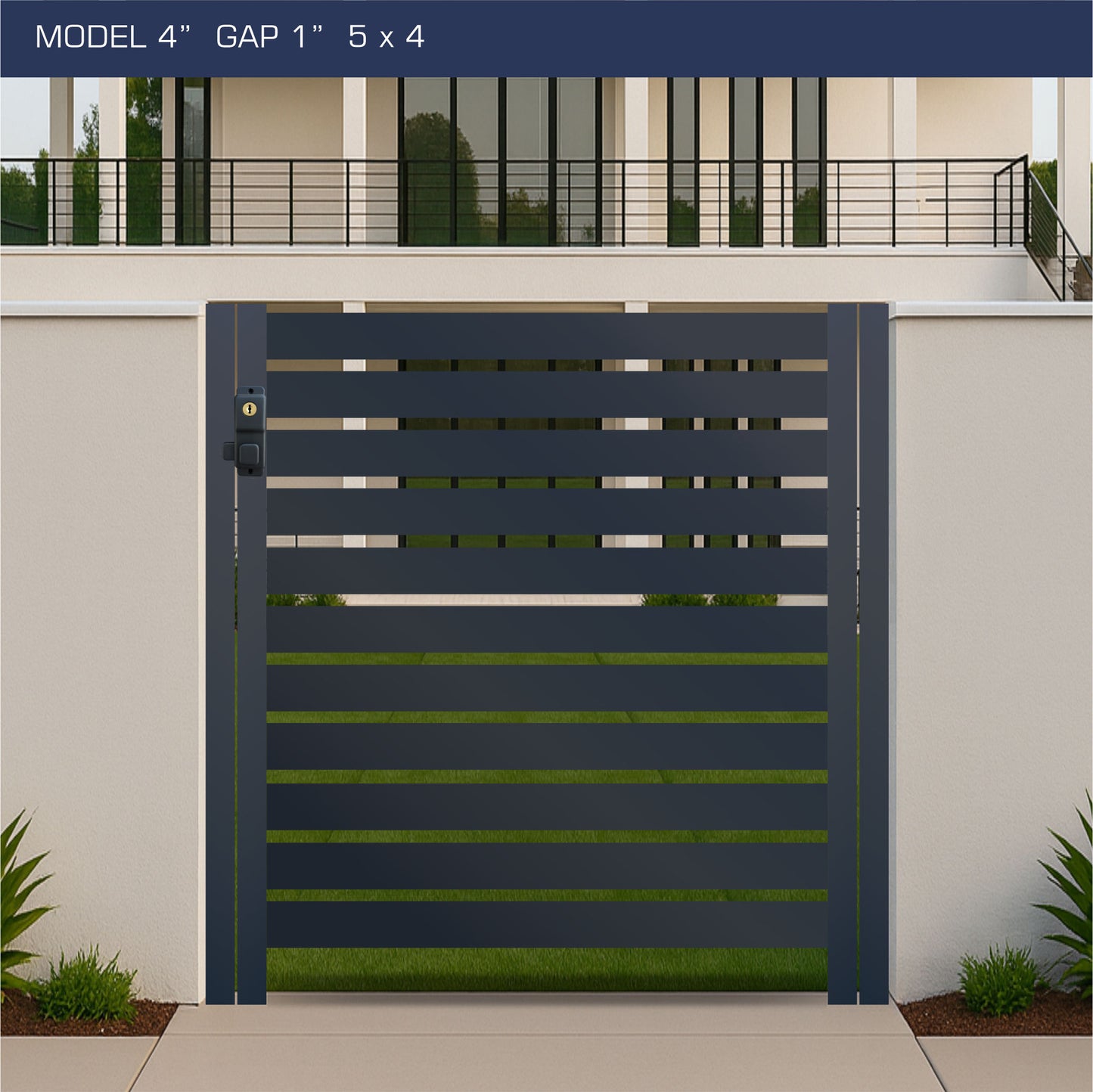 Gate - Aluminum Horizontal Fences - 4" Slat Design