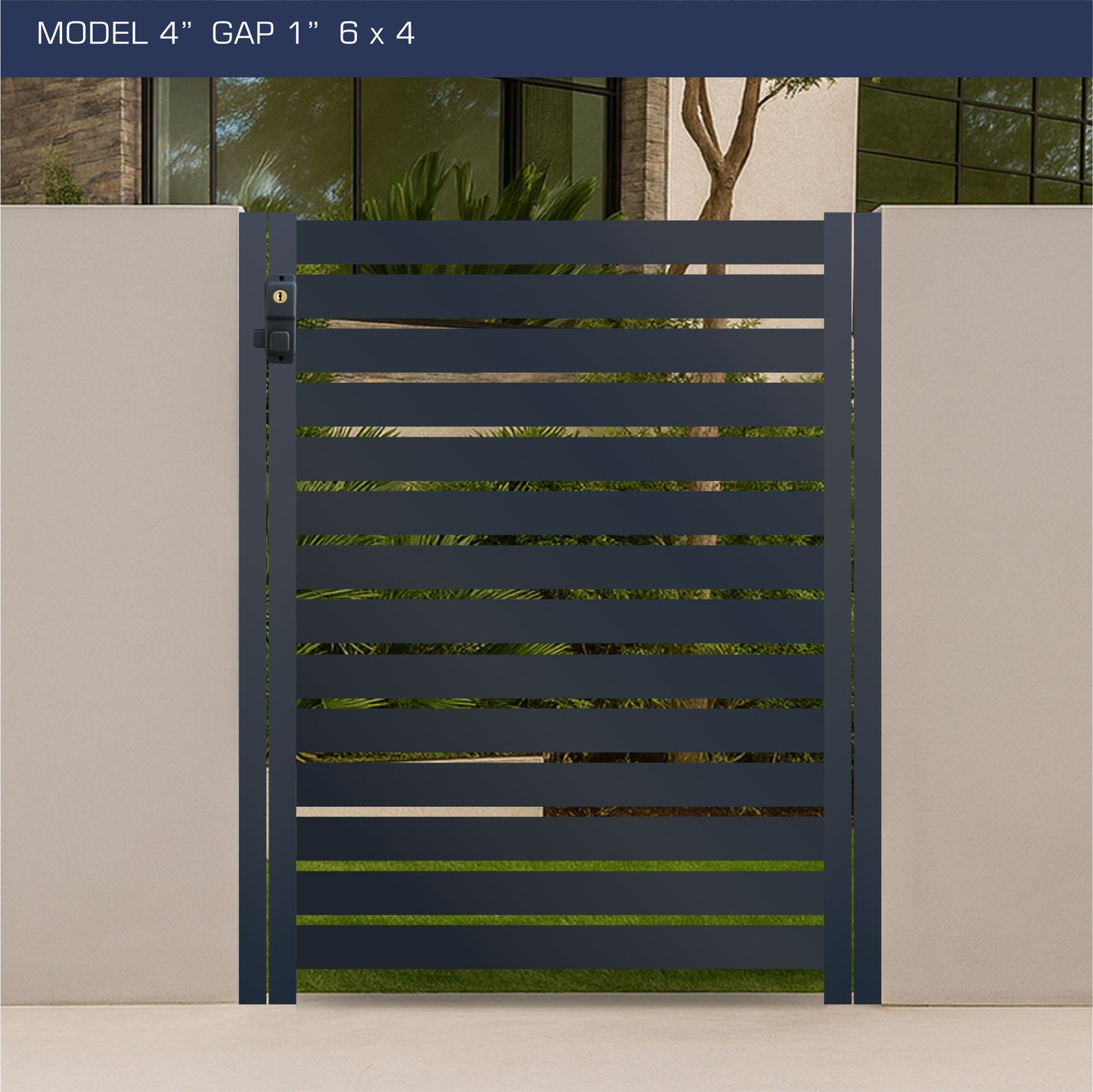 Gate - Aluminum Horizontal Fences - 4" Slat Design
